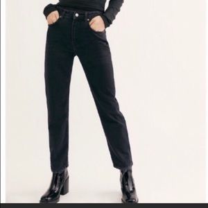 NWOT Free People Dakota Straight Leg Jeans Black